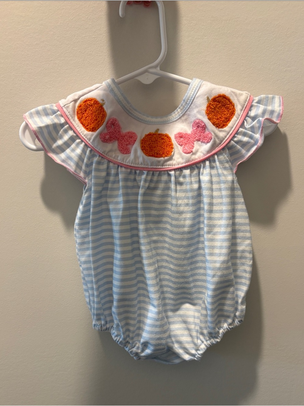Kids Smocked Pumpkin & Bows Bubble
